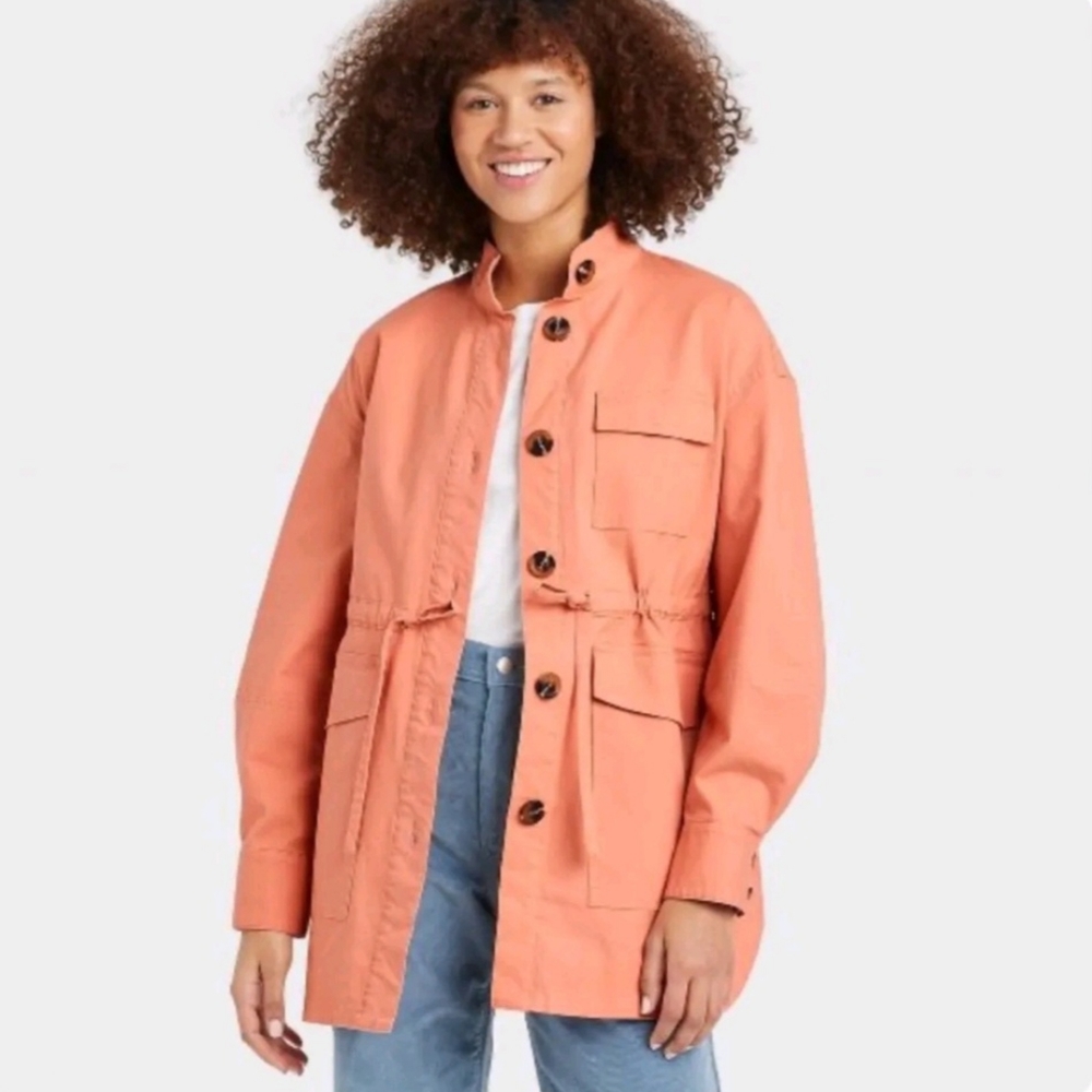Universal Thread Peachy Coral Utility Jacket Womens Size Large
